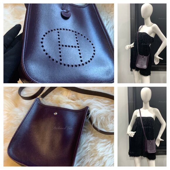 Authentic HERMES Purple Epsom Mini Evelyne TPM Crossbody Bag - Picture 14 of 15